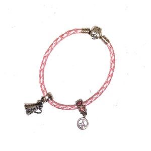 Pandora Double braided pink leather bracelet